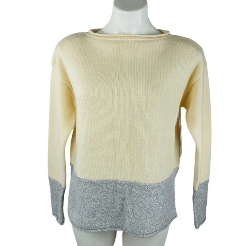 Athleta Brindle Borderdove Women Sweater NWT - Small | Cream Gray